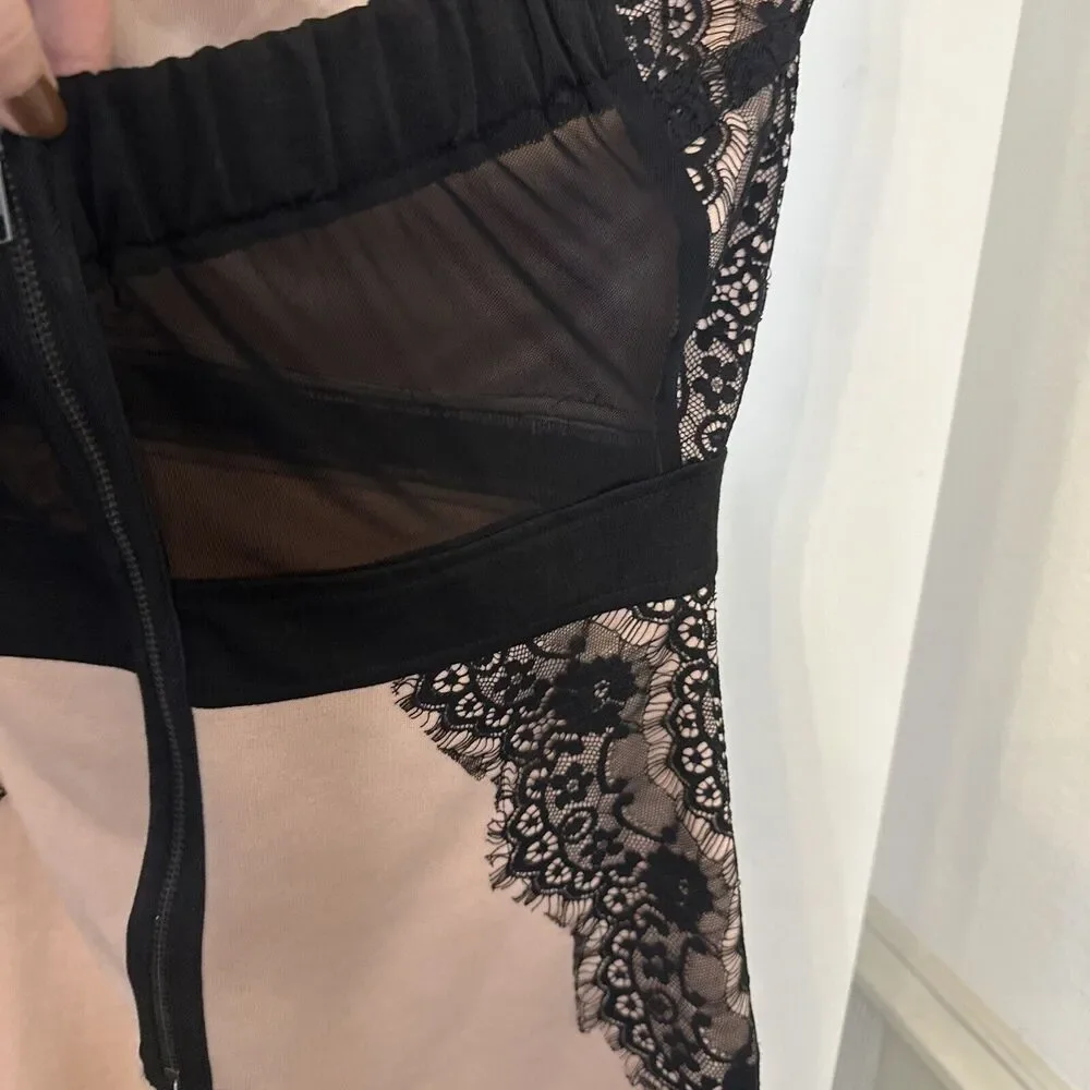 Dusty Rose & Black Lace Strapless Short Party Dress Womens juniors Large - Picture 8 of 11